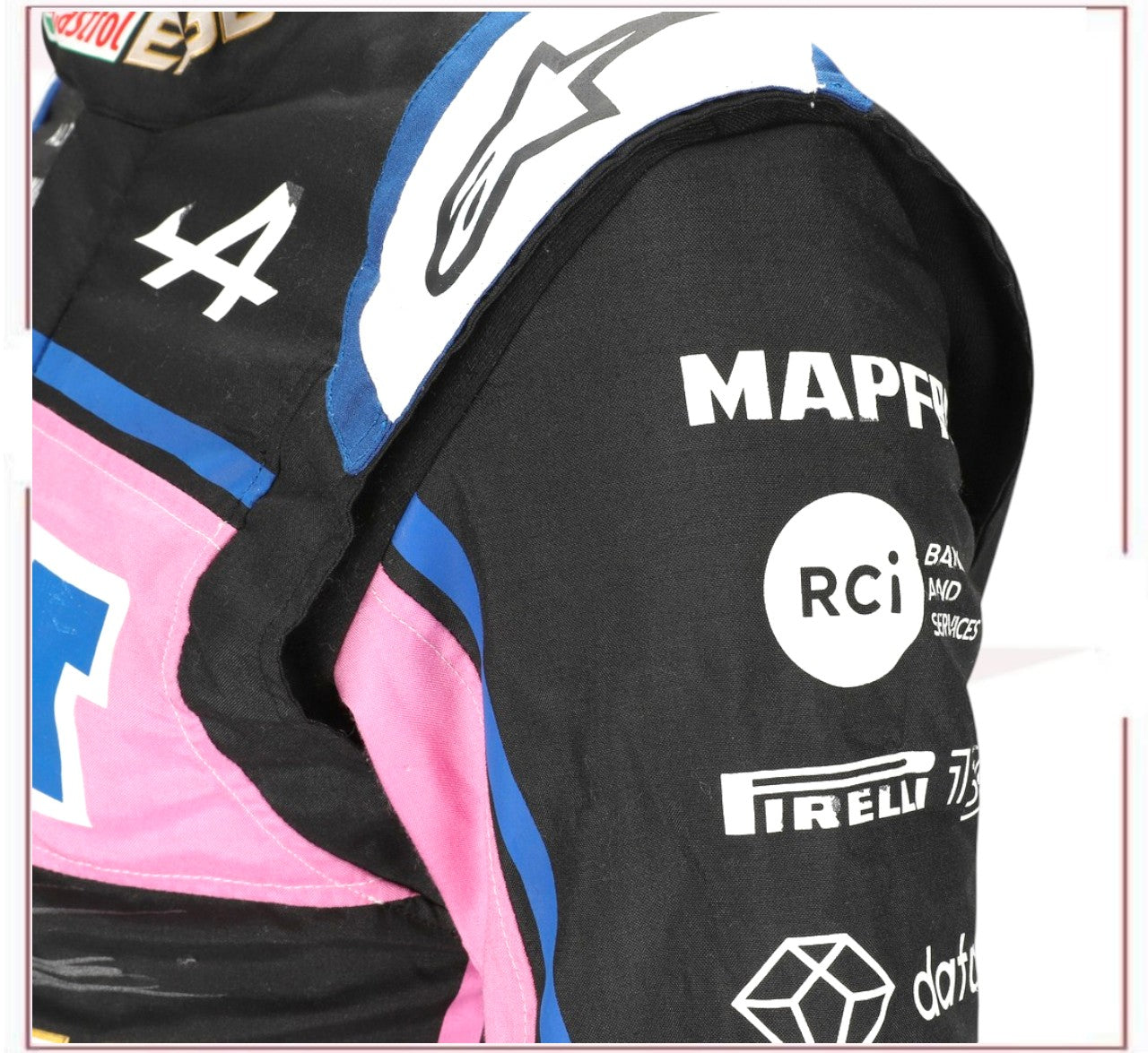 Esteban Ocon 2022 Signed Race Used Race Suit - British GP CROSSOVER RACEWEARS