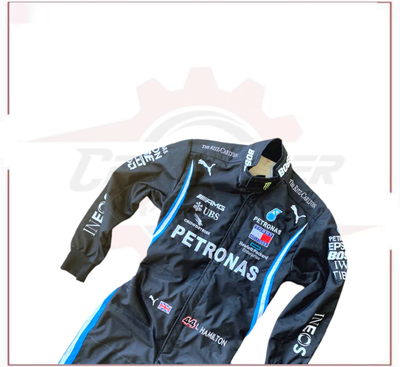 2020 Lewis Hamilton Mercedes AMG F1 Embroidery Race Suit CROSSOVER RACEWEARS