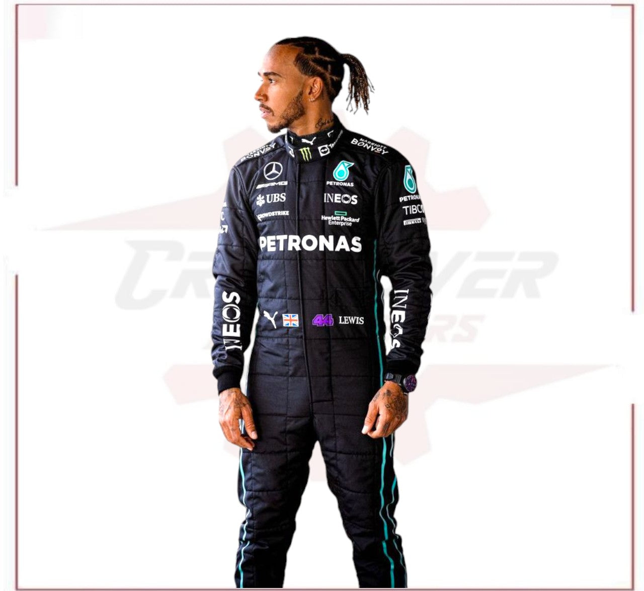2022 Lewis Hamilton Petronas Mercedes F1 Race Suit CROSSOVER RACEWEARS