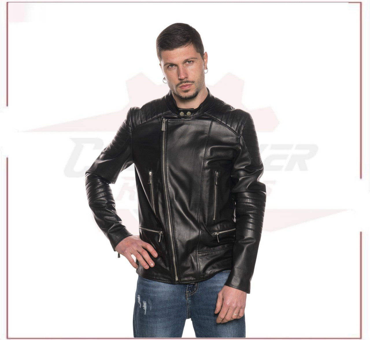 Rockstar - Men’s Black Genuine Leather Perfecto CROSSOVER RACEWEARS