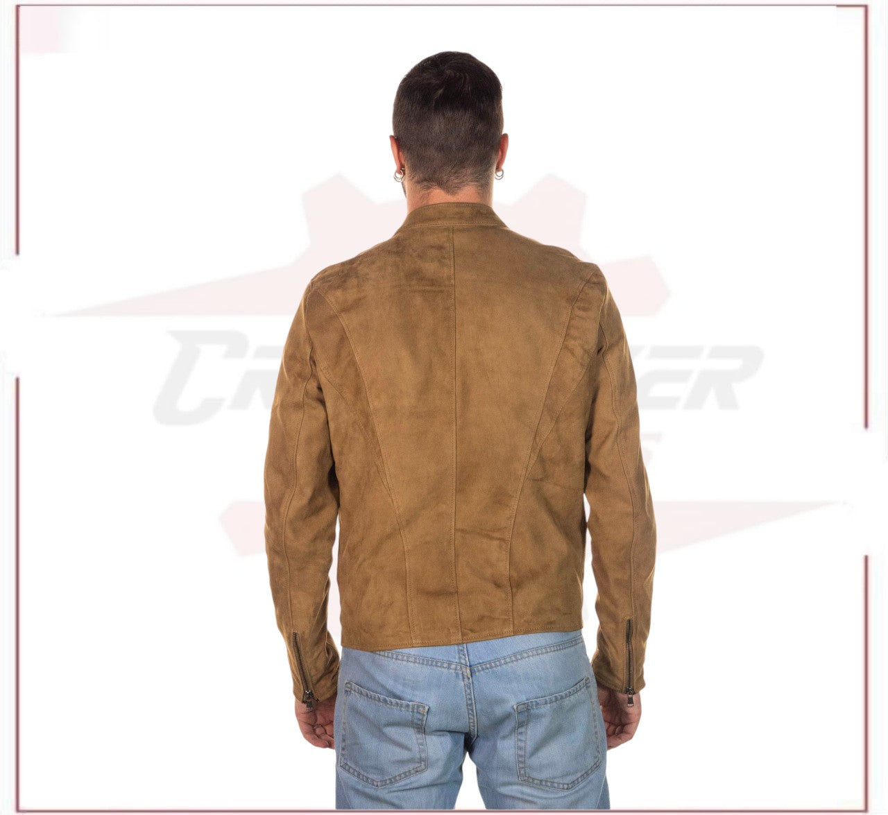 U09 - Men's Jacket in Genuine Honey Suede Leather CROSSOVER RACEWEARS