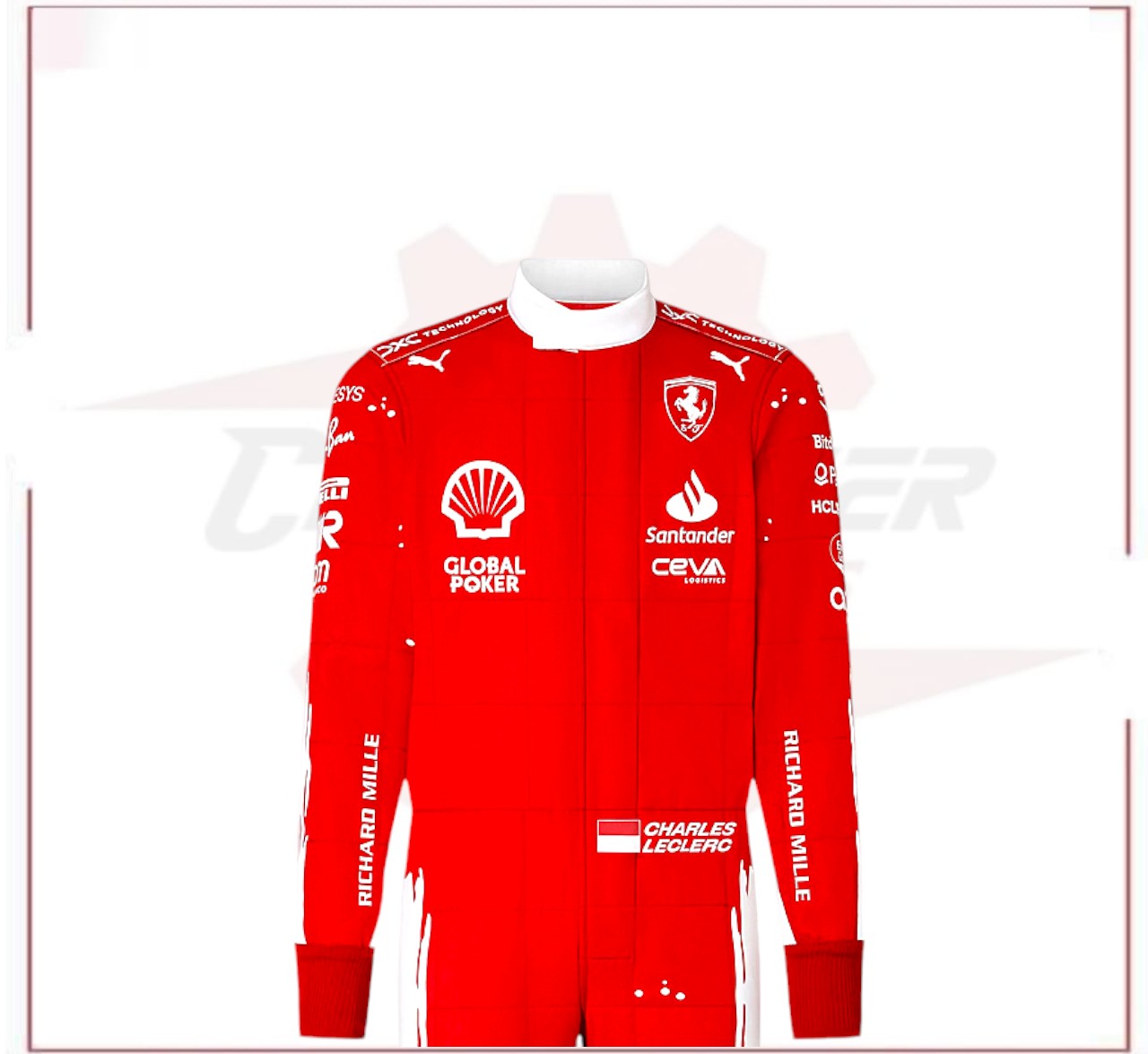 2023 New Las Vegas Charles Leclerc F1 Scuderia Ferrari Race Suit CROSSOVER RACEWEARS