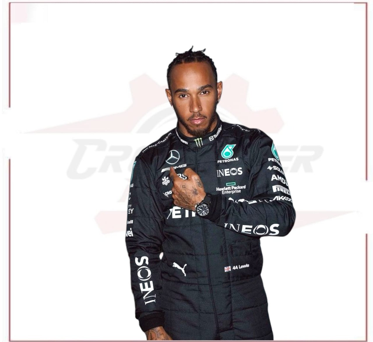 2022 Lewis Hamilton Petronas Mercedes F1 Race Suit CROSSOVER RACEWEARS