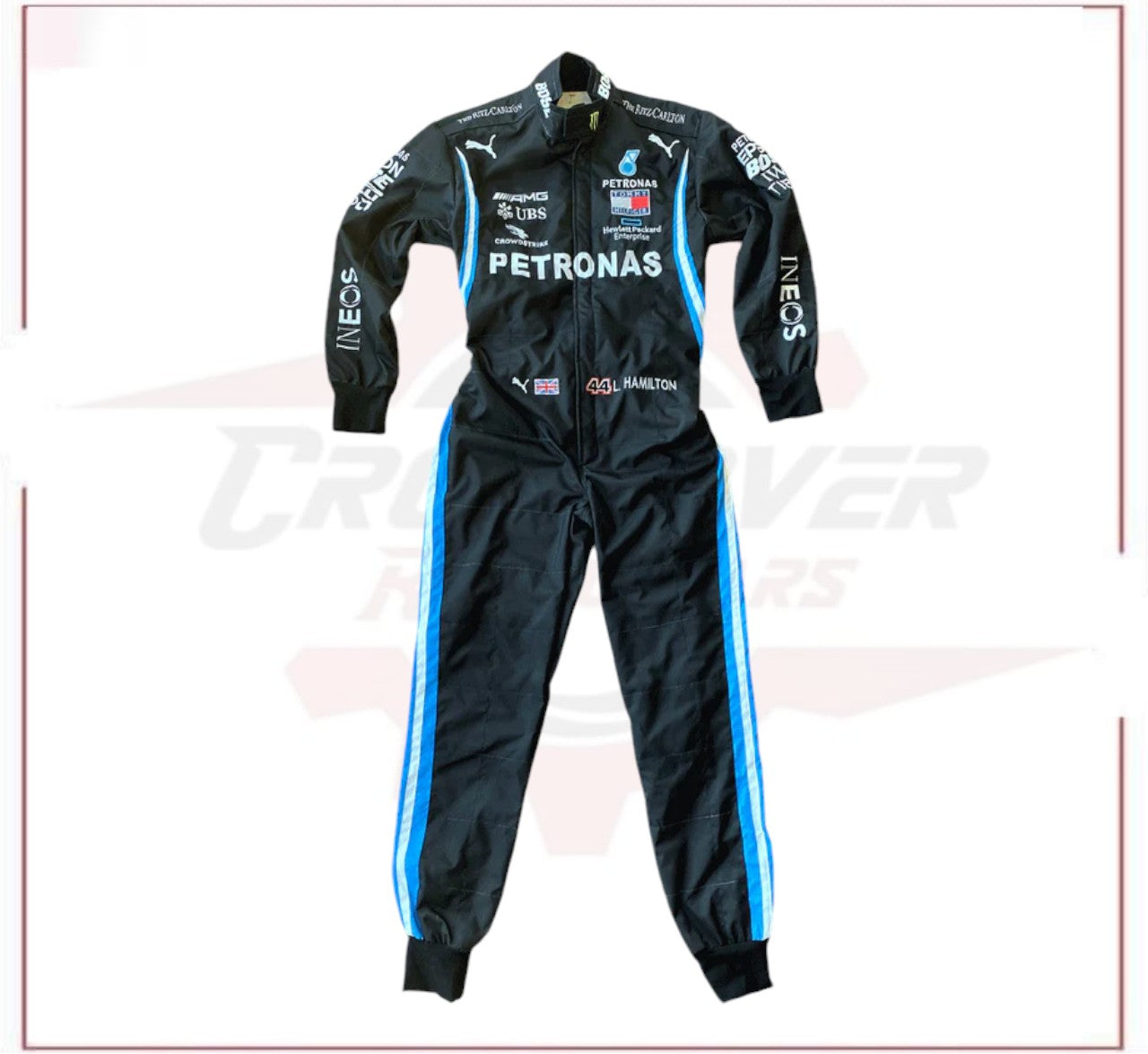 2020 Lewis Hamilton Mercedes AMG F1 Embroidery Race Suit CROSSOVER RACEWEARS