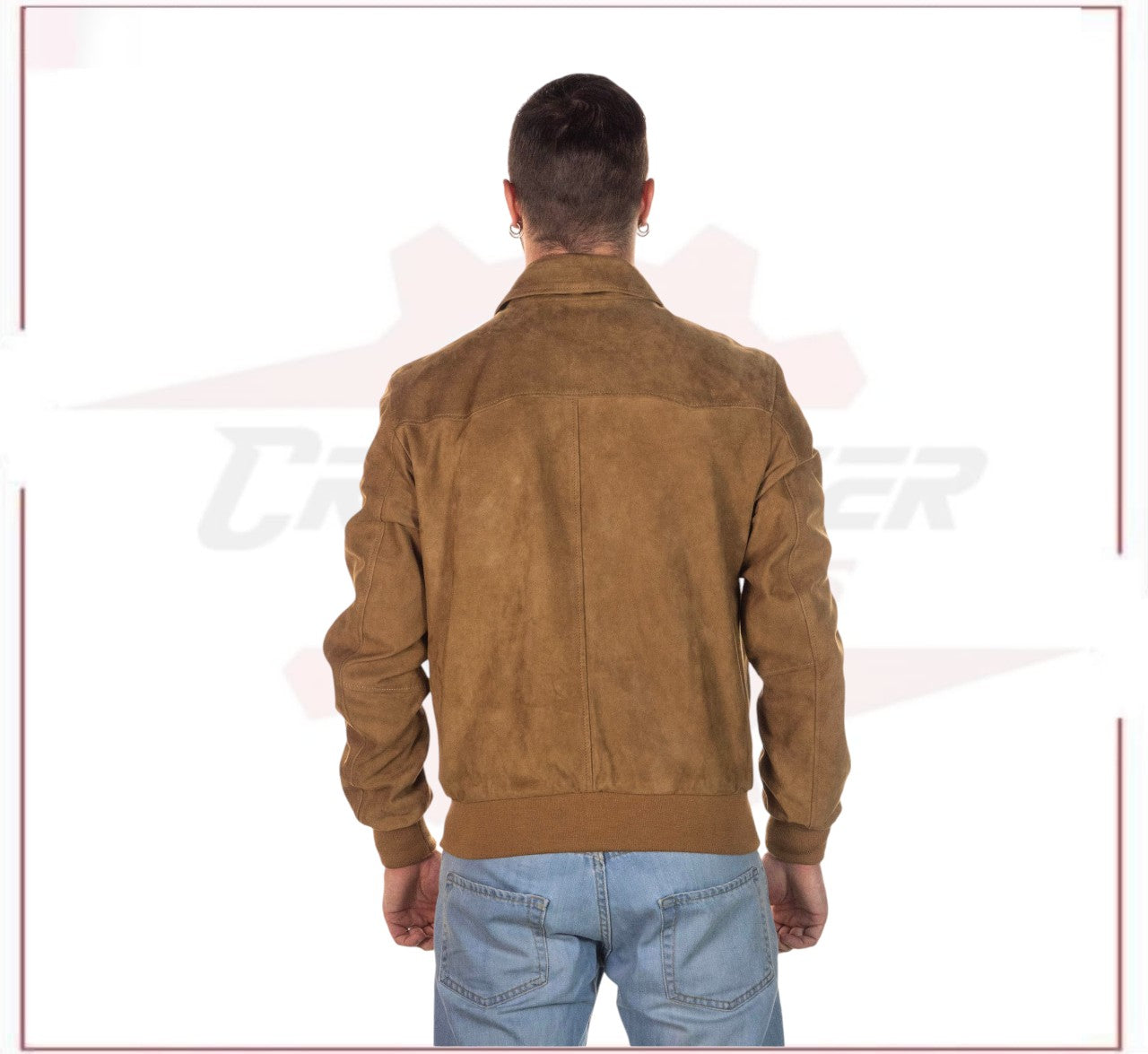 U03 - Men's Bomber Jacket in Genuine Honey Suede Leather CROSSOVER RACEWEARS