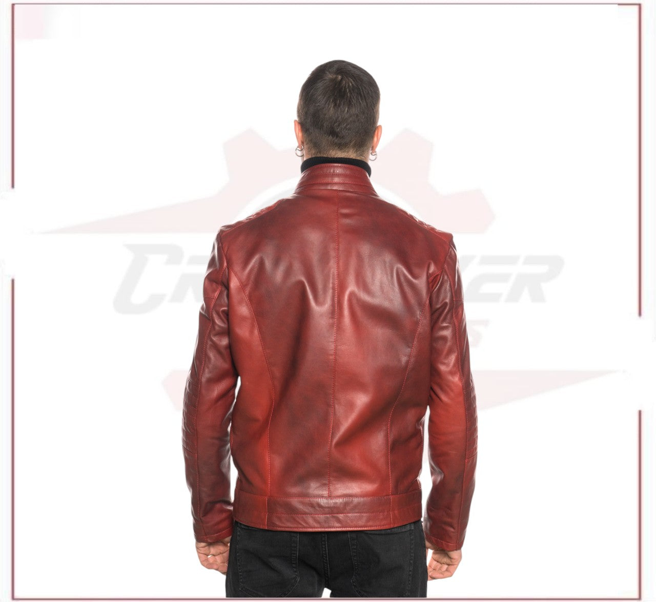 Attila - Men's Biker Jacket in Genuine Bordeaux Leather CROSSOVER RACEWEARS
