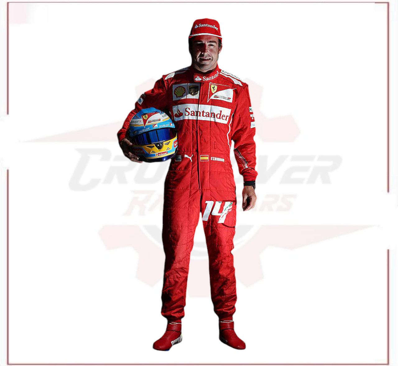 2014 Fernando Alonso Ferrari F1 Sublimation Racing Suit CROSSOVER RACEWEARS
