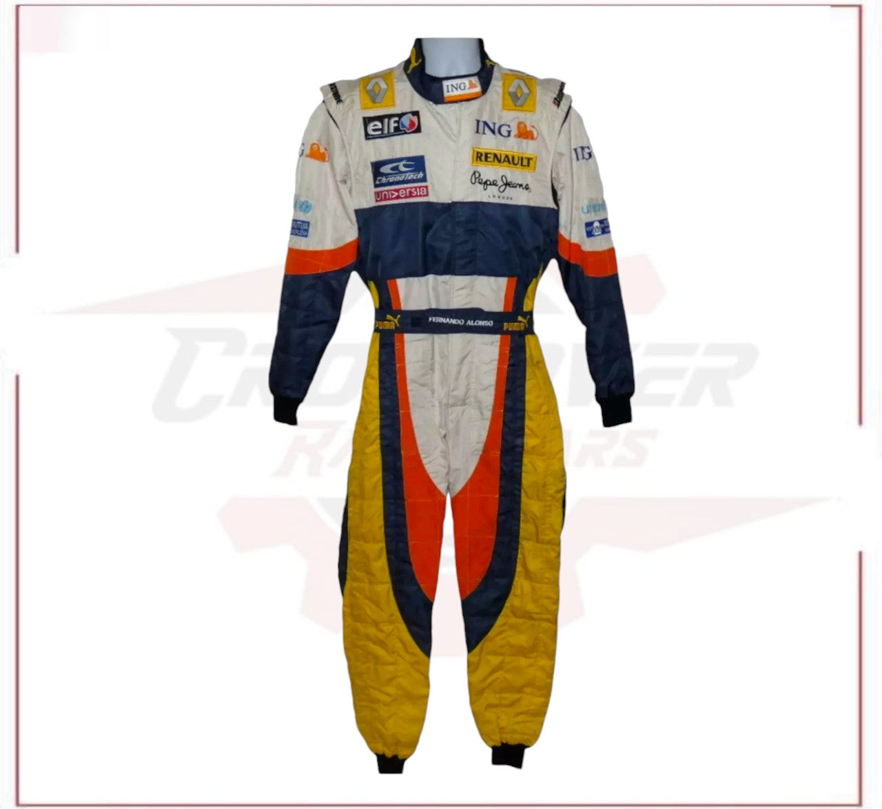 Fernando Alonso 2008 Renault F1 race suit Embroidery CROSSOVER RACEWEARS