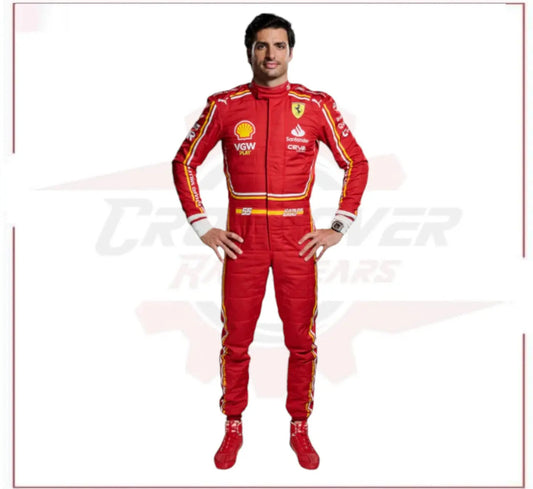 New Carlos Sainz scuderia Ferrari 2024 race suit - CROSSOVER RACEWEARS