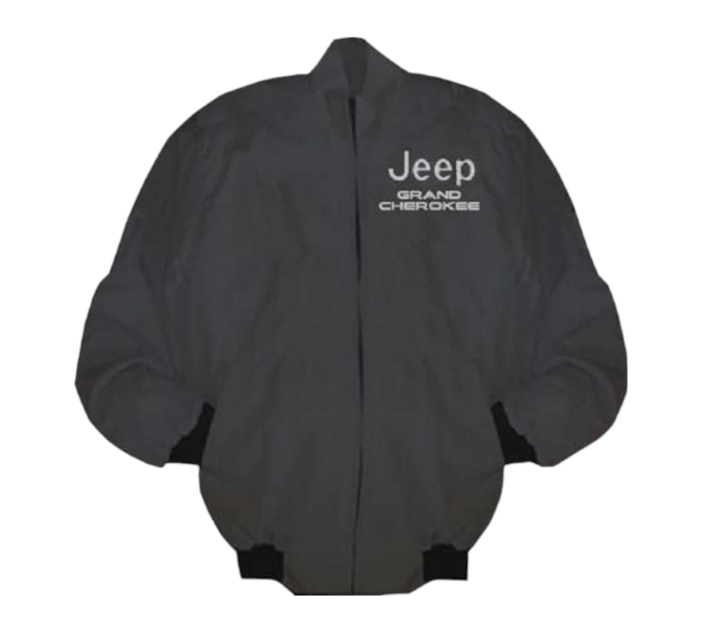 Black jacket with 'Jeep Grand Cherokee' logo on a white background