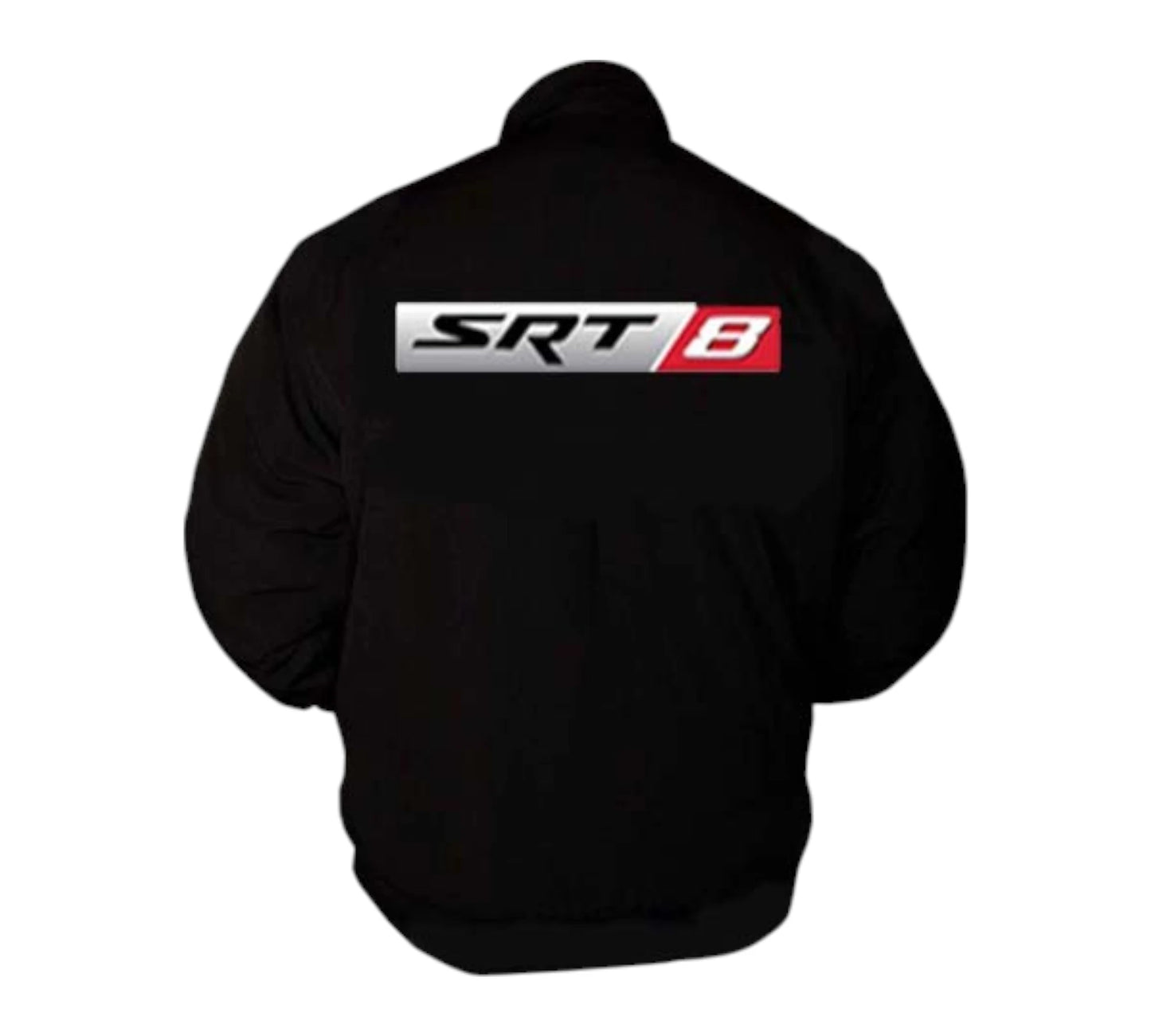 Black hoodie with SRT8 logo on the back against a white background
