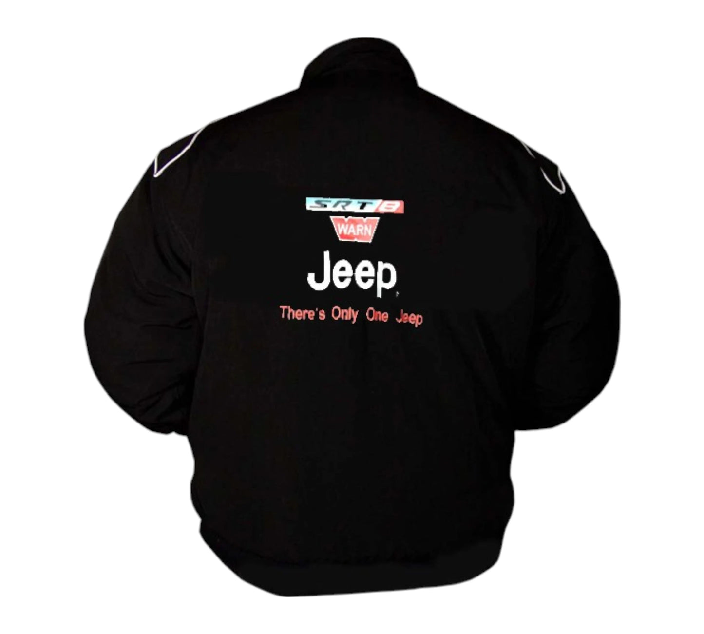 Black jacket with Jeep logo on a white background