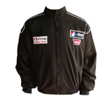 Black jacket with Jeep Racing Team logos on a white background