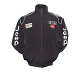 Black jacket with Jeep branding on a white background