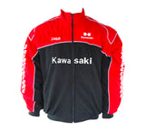 Red and black jacket with Kawasaki branding on a white background