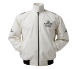 White Lexus jacket with branding on a white background