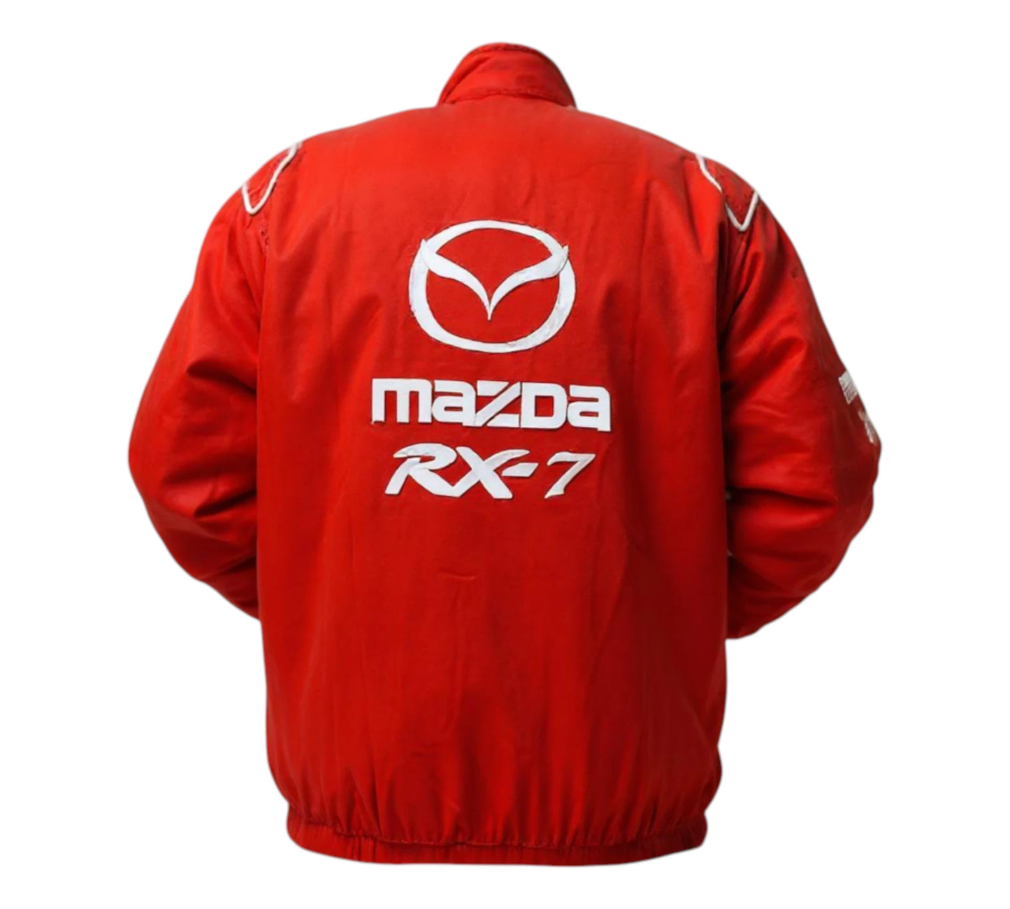 Red jacket with Mazda RX-7 logo on a white background