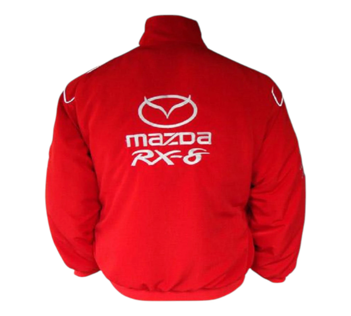 Red jacket with Mazda RX-8 logo on a white background