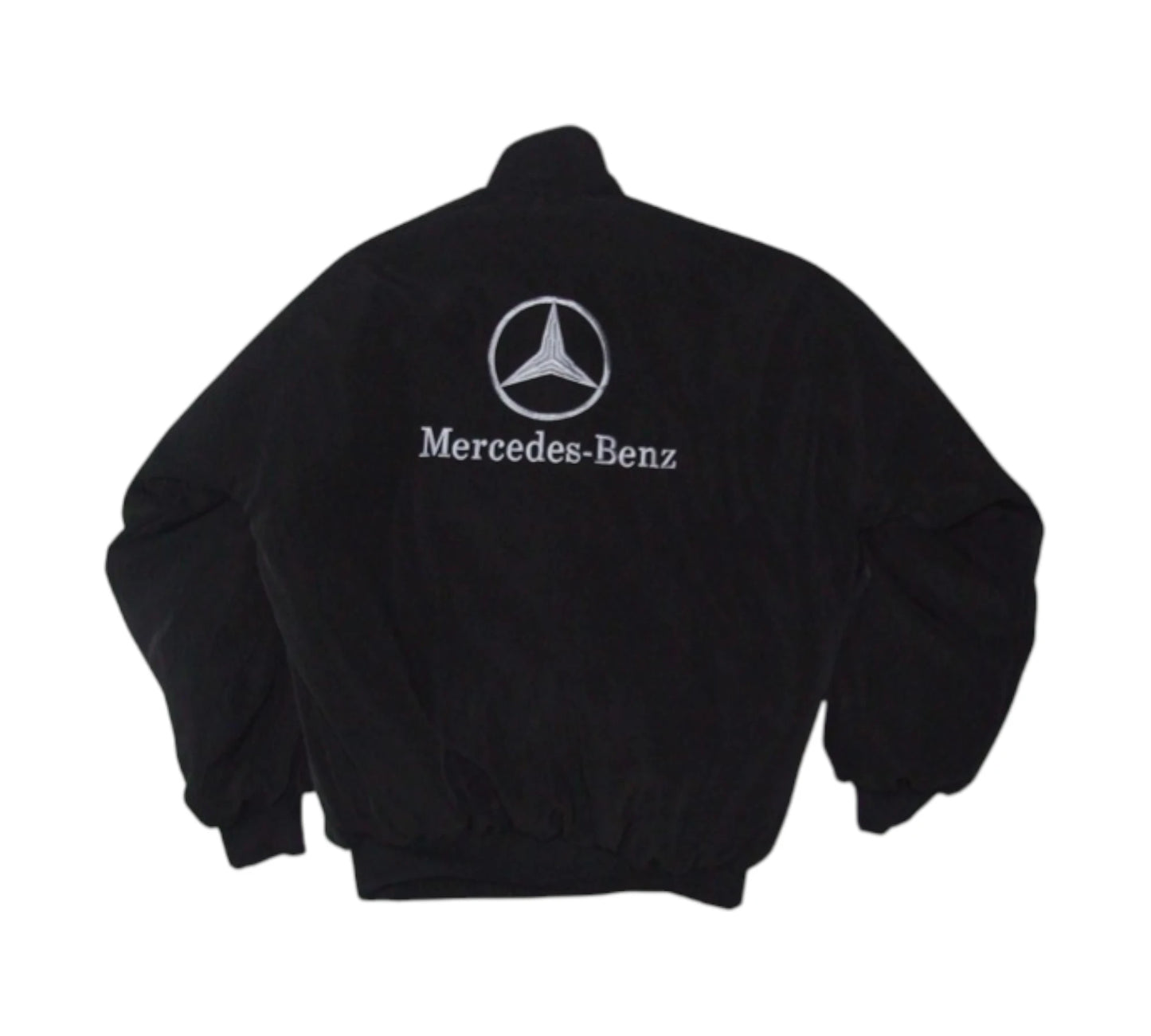 Black jacket with Mercedes-Benz logo on a white background