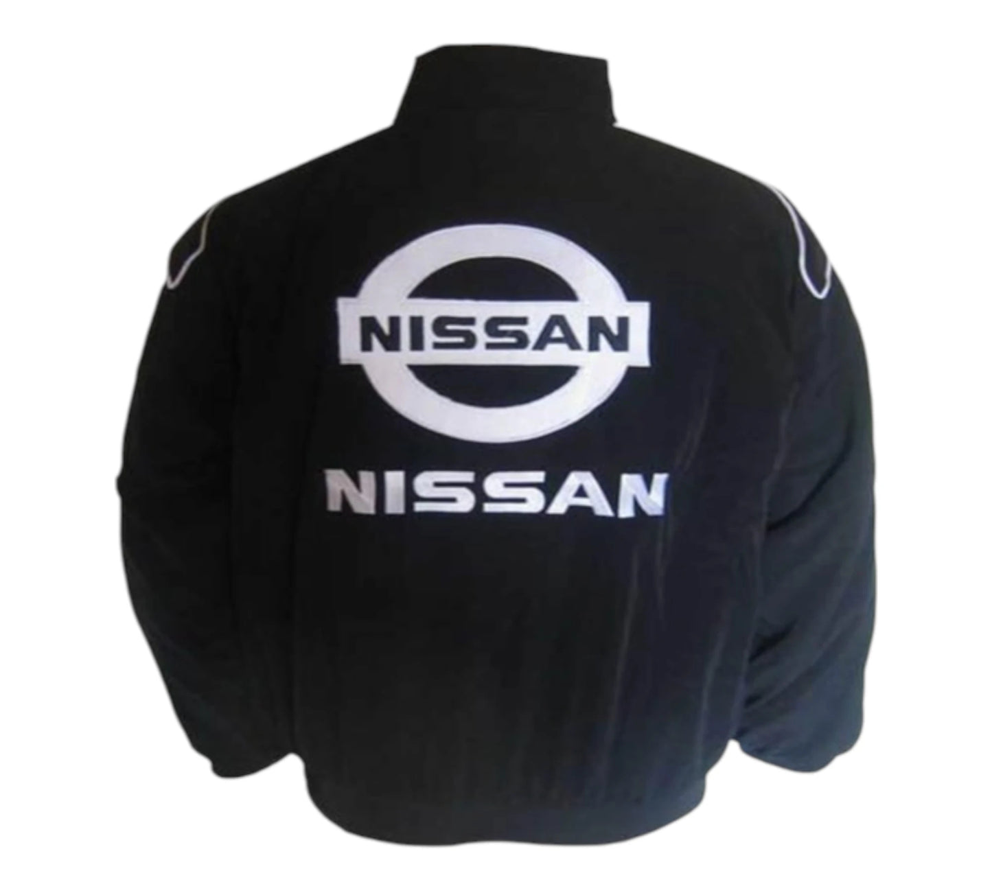 Black jacket with Nissan logo on a white background
