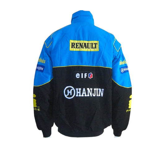 Blue jacket with 'Mild Seven' logo on the back against a white background