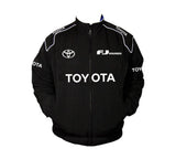 Black jacket with Toyota branding on a white background