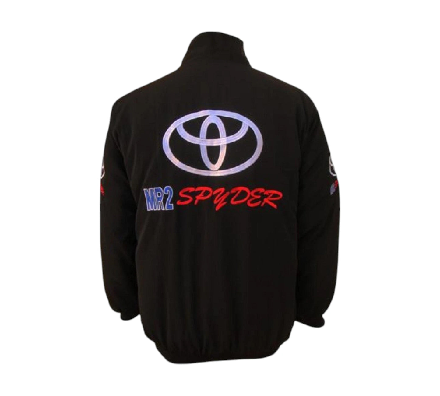 Black jacket with Toyota logo and 'MR2 Spyder' text on a white background