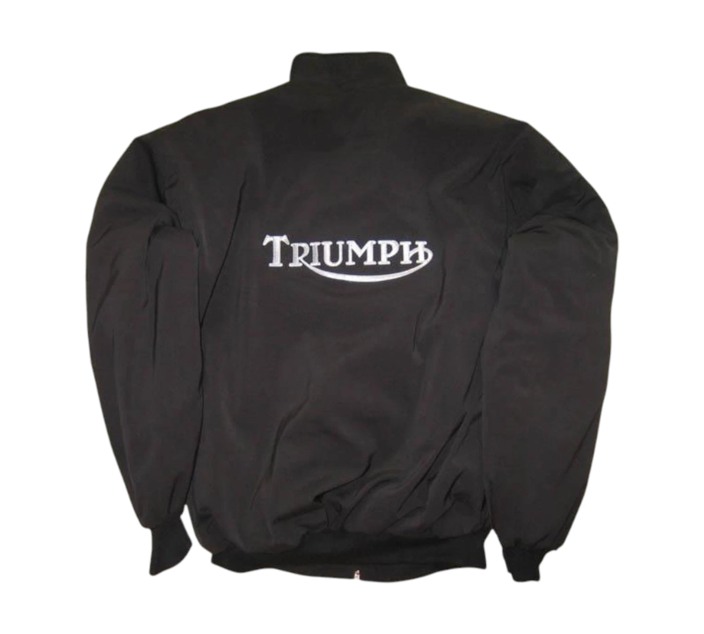 Black jacket with 'Triumph' logo on a white background