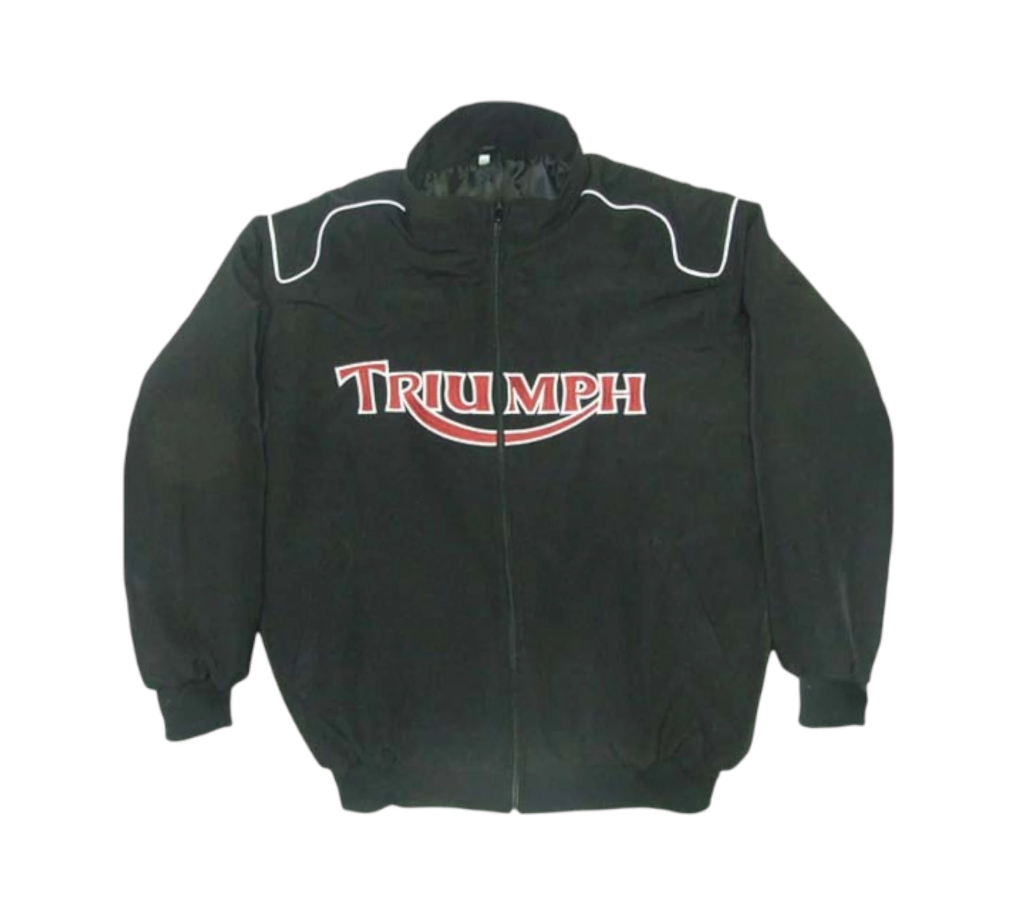 Gray and black jacket with Triumph logo on a white background