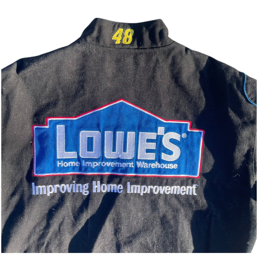 Black jacket with Lowe's logo and text on a white background