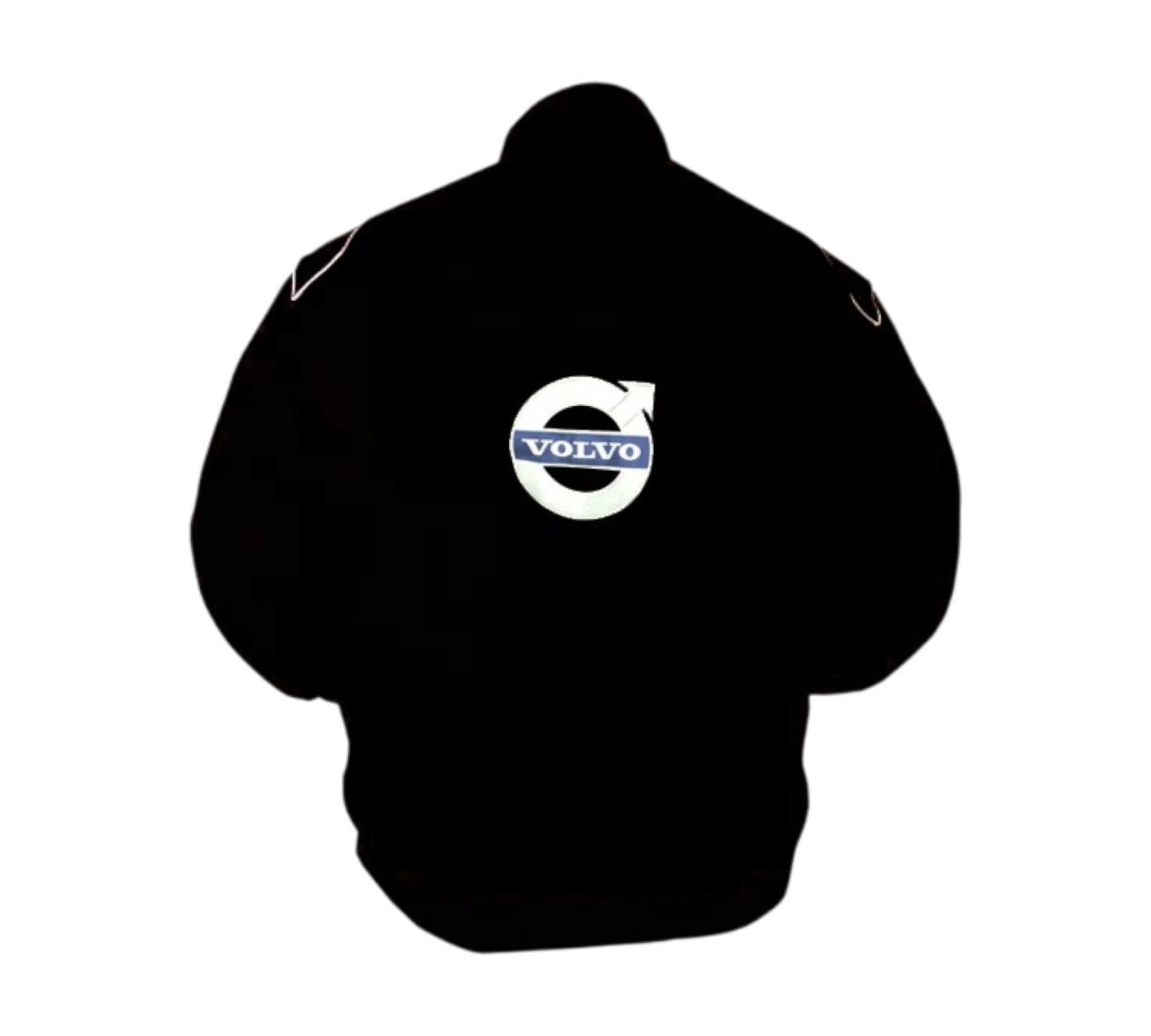 Blue and white jacket with Volvo logo on a white background