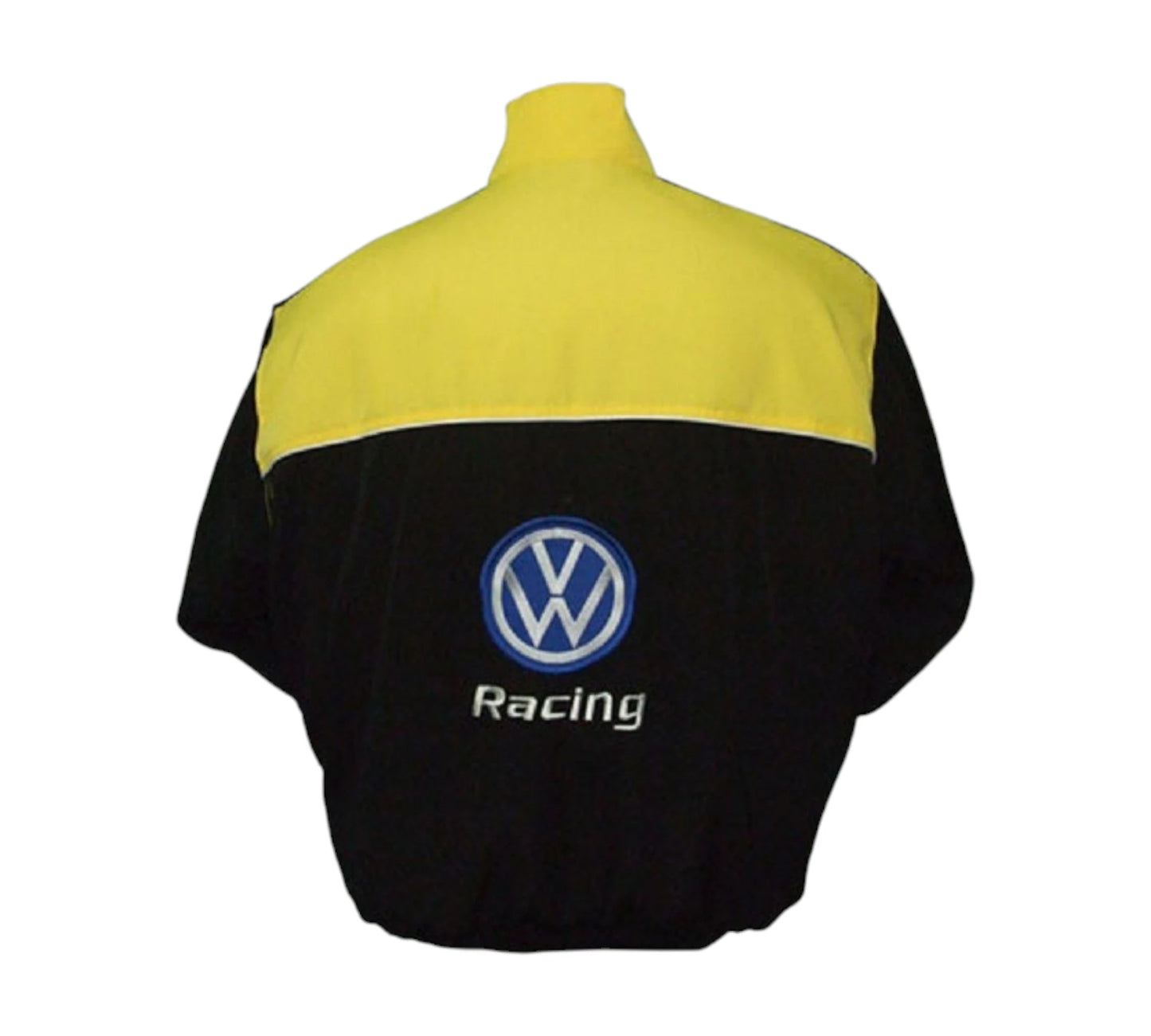 Navy blue jacket with Volkswagen Racing logo on a white background