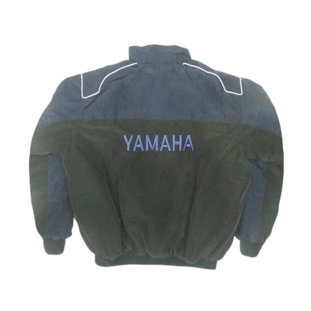 Gray jacket with 'Yamaha' branding on a white background