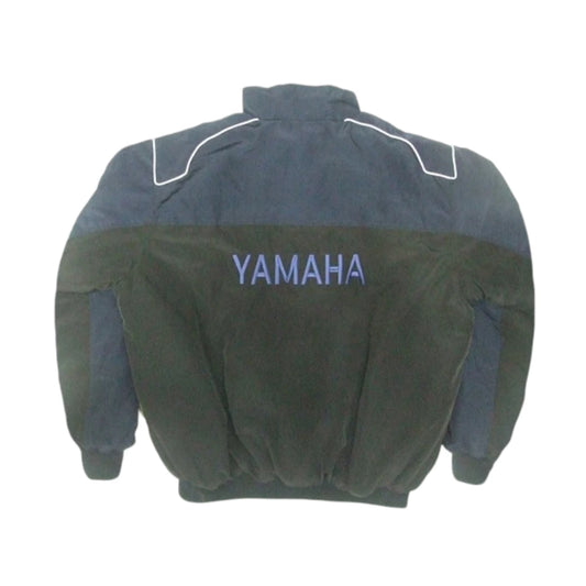 Gray jacket with 'Yamaha' branding on a white background