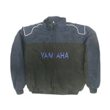 Blue and white jacket with Yamaha branding on a white background