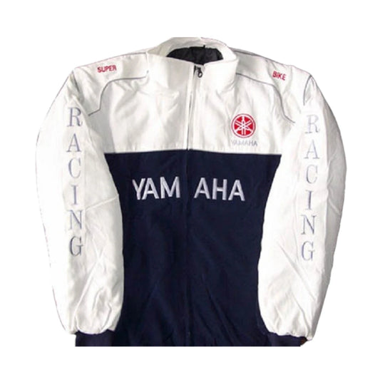 Gray jacket with Yamaha branding on a white background