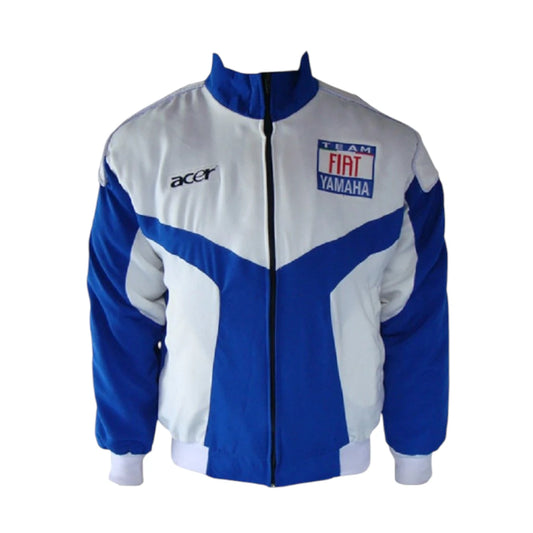 Blue and white jacket with Acer and Fiat Yamaha branding on a white background
