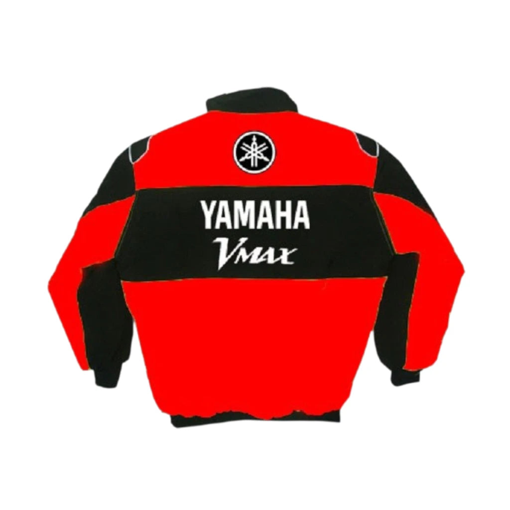 Red and black jacket with Yamaha logo and 'Yamaha Vmax' text on a white background