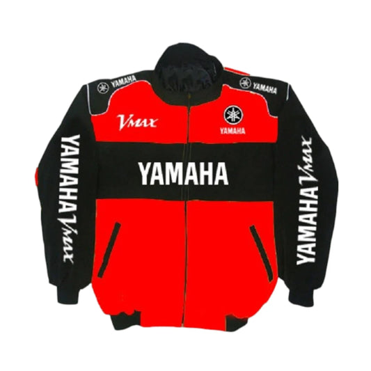 Black and red jacket with Yamaha and Vmax branding on a white background