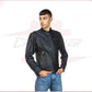 Men's Biker Jacket in Genuine Black Leather CROSSOVER RACEWEARS