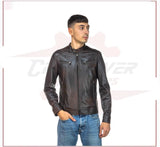 Men's Jacket in Genuine Dark Brown Leather CROSSOVER RACEWEARS