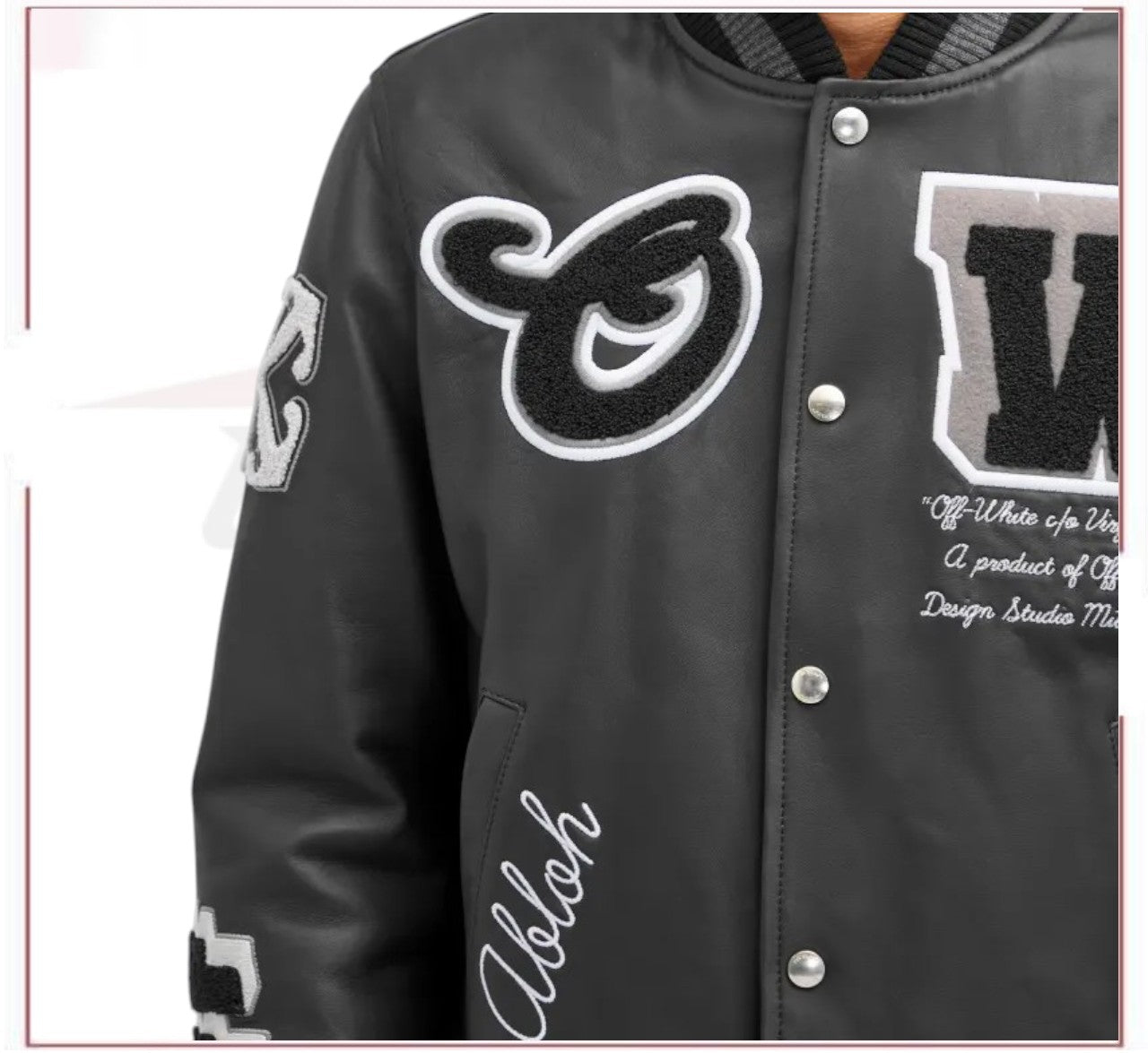 Off-White Leather Varsity Jacket