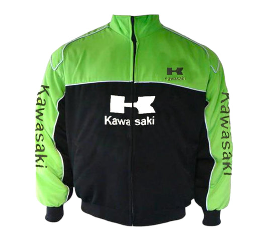 Kawasaki Motorcycle Vintage Jacket Light Green and Black