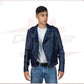 Men's jacket in Genuine Blue Leather CROSSOVER RACEWEARS