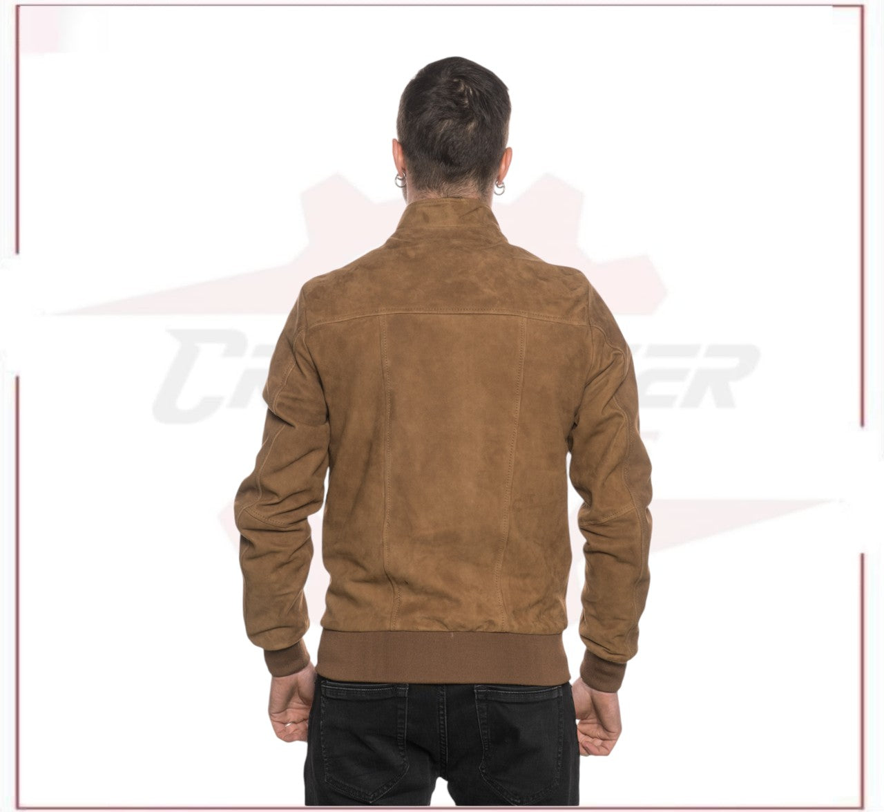 Victor - Men's Bomber Jacket in Genuine Honey Suede Leather CROSSOVER RACEWEARS