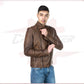 Men's Perfecto Jacket in Genuine Brown Leather CROSSOVER RACEWEARS
