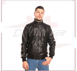Men's Bomber in Genuine Black Leather CROSSOVER RACEWEARS