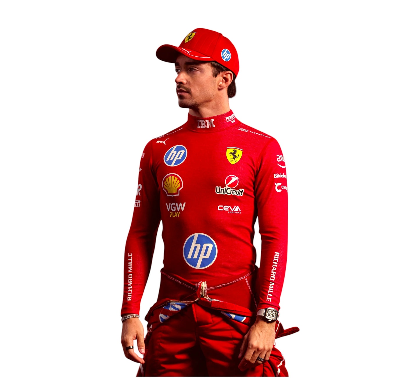 New 2025 Scuderia Ferrari HP Charles Leclerc & Lewis Hamilton F1 Team Replica Racing Suit