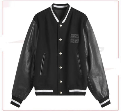 Givenchy Mix Material Varsity Jacket Black