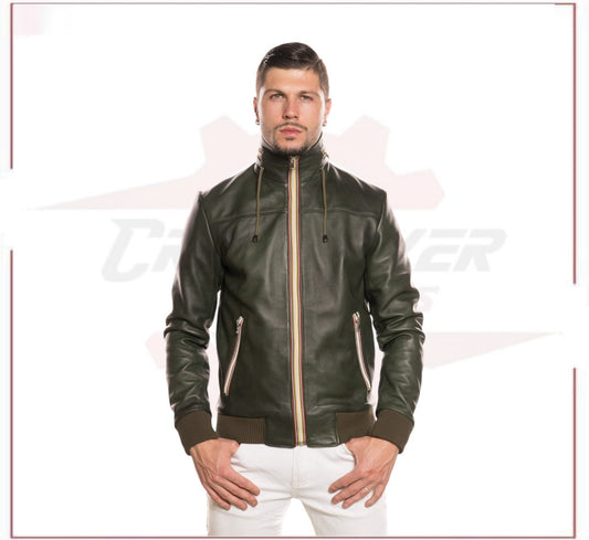 Bomber KiWey - Men’s Bomber Green genuine leather CROSSOVER RACEWEARS